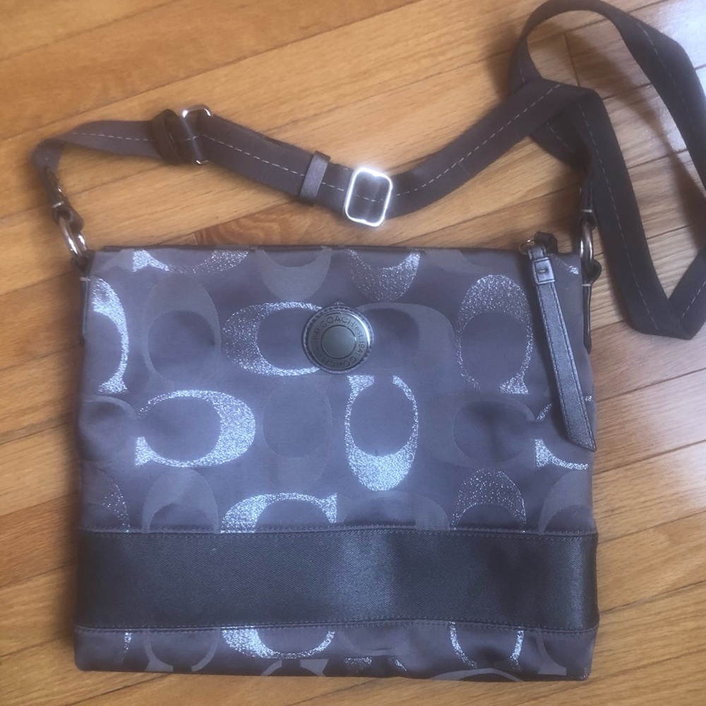 Coach Metallic Charcoal Signature Crossbody Bag